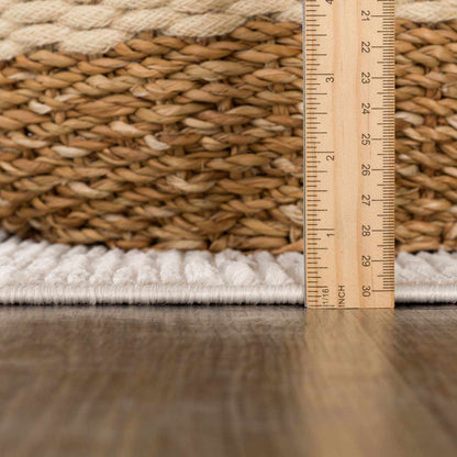 Truls 3D Checkered Rug Biscotti beige with scale ruler for size on Tampa Home & Garden Store