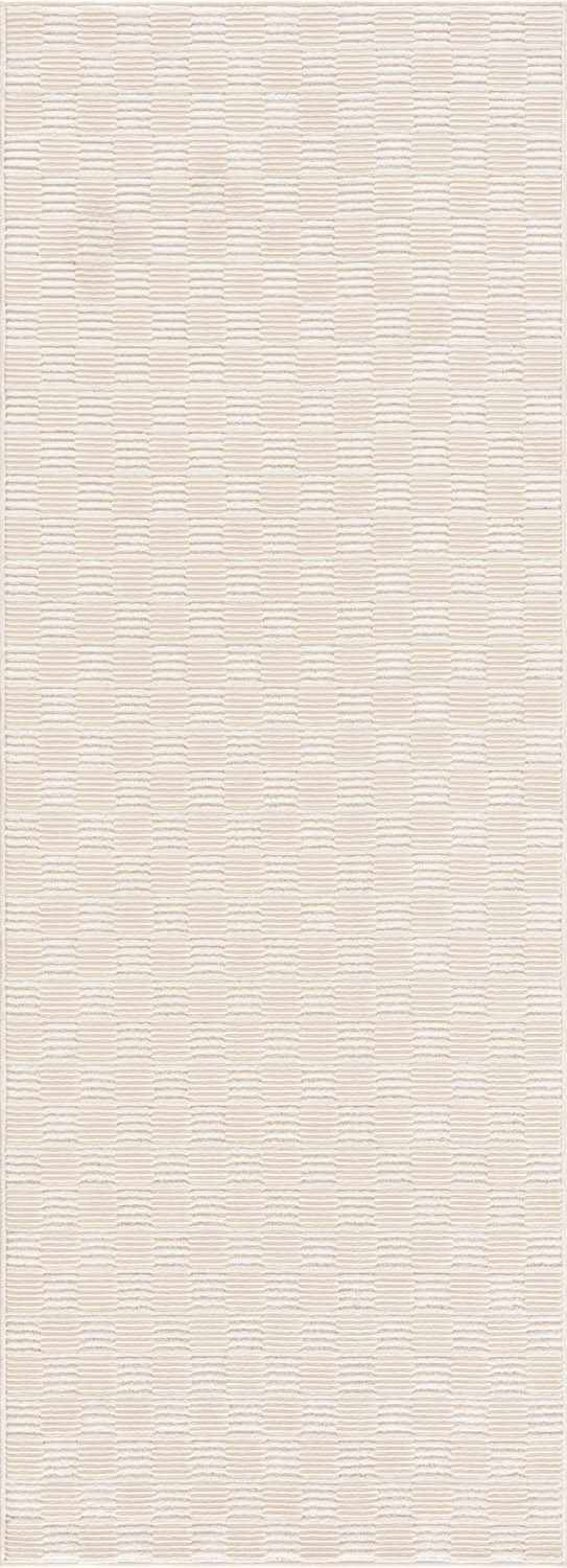 Truls 3D Checkered Washable Rug bone color with textured grid pattern on Tampa Home & Garden Store