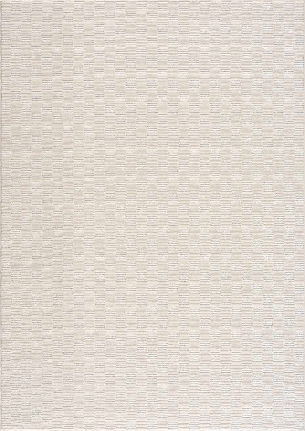 Truls 3D Checkered Washable Rug Bone beige textured pattern on Tampa Home & Garden Store