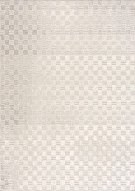 Truls 3D Checkered Washable Rug Bone beige textured pattern on Tampa Home & Garden Store