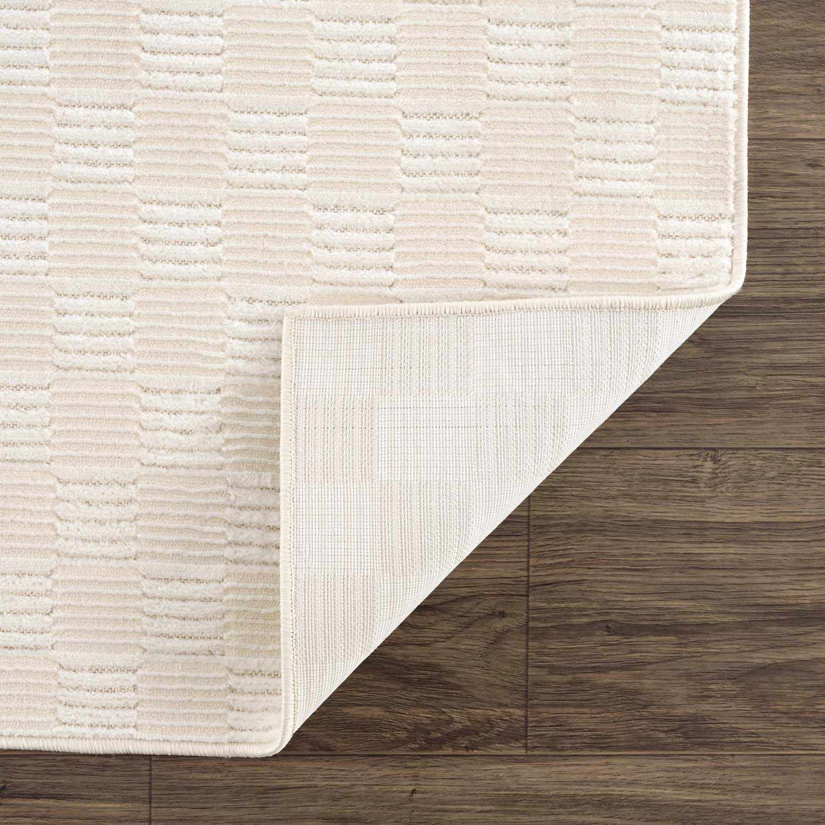 Truls 3D Checkered Rug Bone beige washable rug on Tampa Home & Garden Store