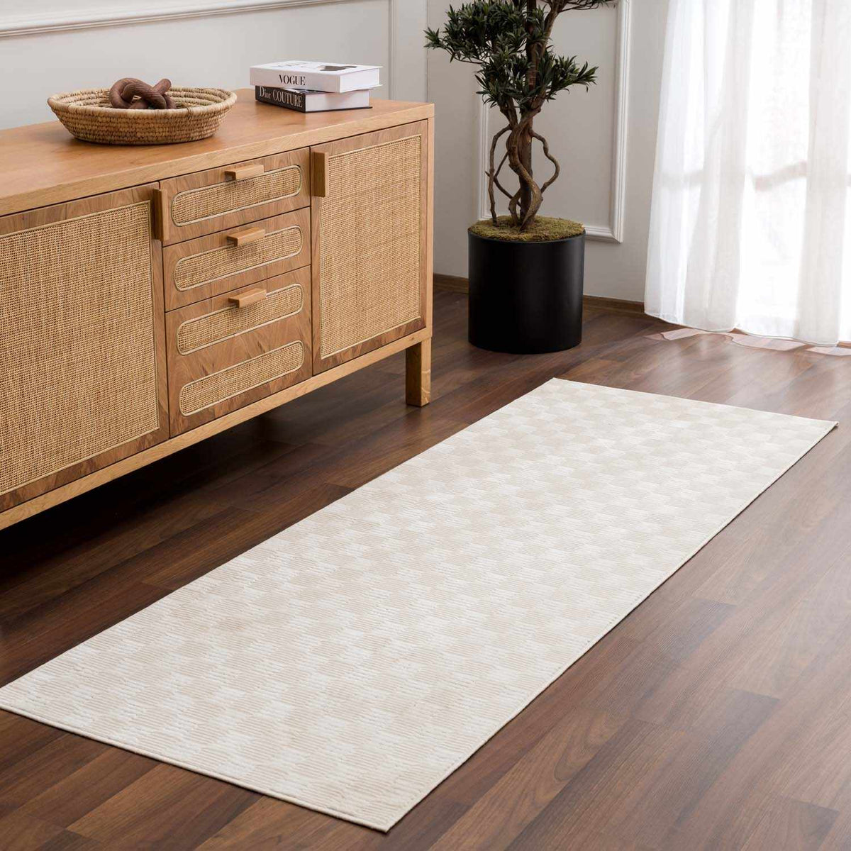 Truls 3D checkered washable rug in bone color by Boutique Rugs on Tampa Home & Garden Store