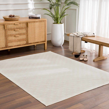 Truls 3D Checkered Washable Rug bone-colored rug with subtle weave texture on Tampa Home & Garden Store