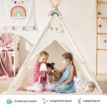 Tiny Land INC Teepee Tent for Kids with Mat, indoor play tent with rainbow arch and pom-poms on Tampa Home & Garden Store