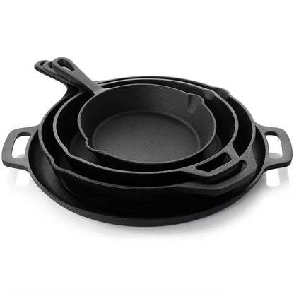 Juego de utensilios de cocina de hierro fundido de 12 piezas con horno holandés, sartén, sartén honda y bandeja para pizza