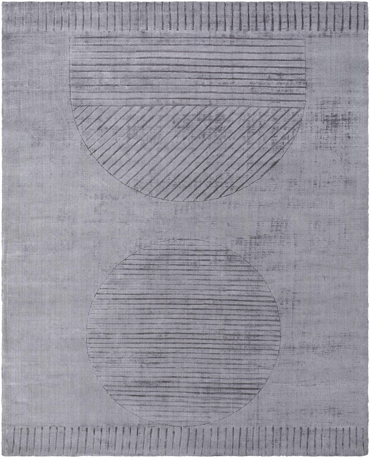 Timna Area Rug - Clearance, Boutique Rugs gray rug with circular motif and striped details on Tampa Home & Garden Store