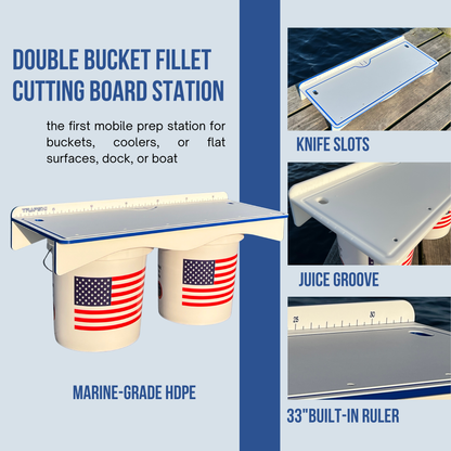 Premium Double Bucket Fillet Table Cutting Board