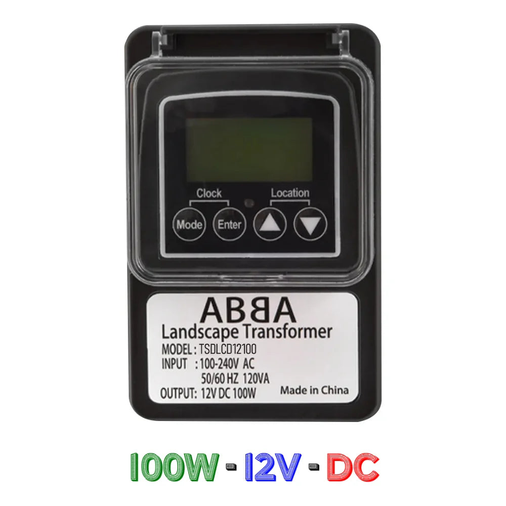 TSPDC100 DC 100W Digital 12V Low Voltage Transformer with Photocell & Timer