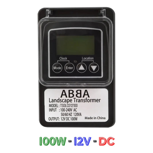 TSPDC100 DC 100W Digital 12V Low Voltage Transformer with Photocell & Timer