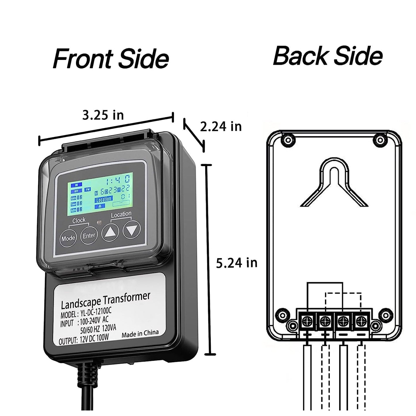 TSPDC100 DC 100W Digital 12V Low Voltage Transformer with Photocell & Timer