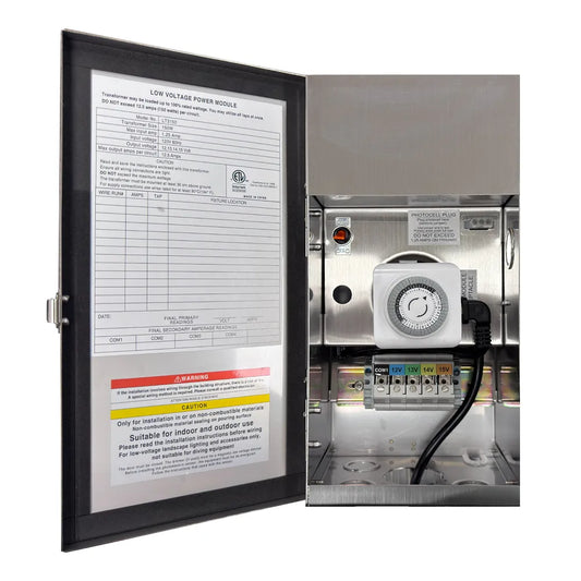 TSRPT150 150W Multi Tap Low Voltage Transformer with Photocell and Manual Dial Timer IP65 Waterproof