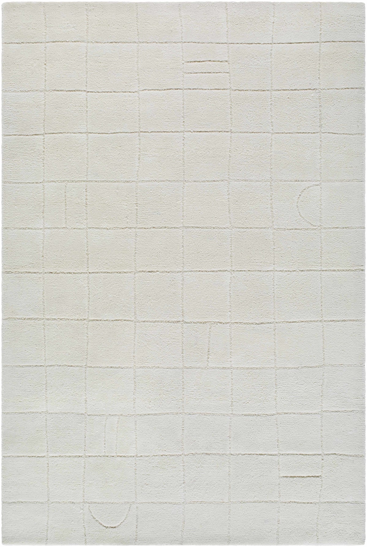 Tuuka Silver Beige Area Rug by Boutique Rugs, beige grid pattern on Tampa Home & Garden Store