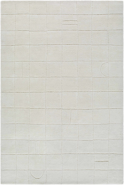 Tuuka Silver Beige Area Rug by Boutique Rugs, beige grid pattern on Tampa Home & Garden Store
