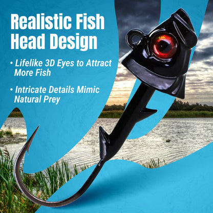 Jig Swimbait de tungsteno puro al 97 % con cabeza de pez realista - Paquete de 5 - Nuevo