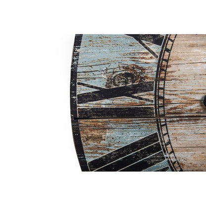 Reloj de pared de madera extragrande, turquesa, desgastado, estilo París