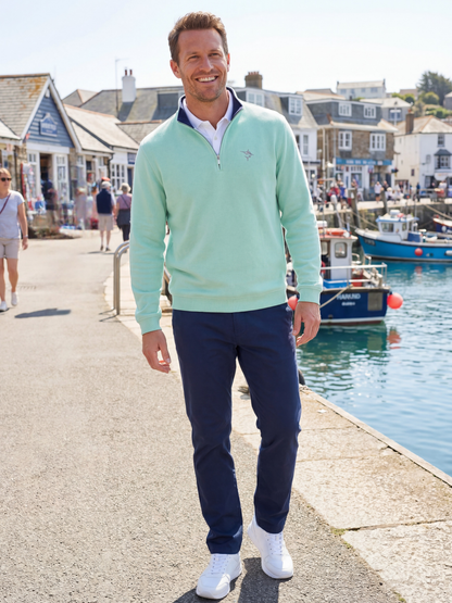 Turnberry Quarter Zip Smooth Knit by White Water Life mint green knit top on Tampa Home & Garden Store