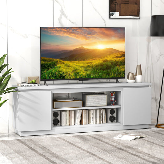 TV Cabinet with 3 Adjustable Shelves and Anti-Tipping Kits for TVs up to 80 Inch-White - Tampa Home & Garden Store