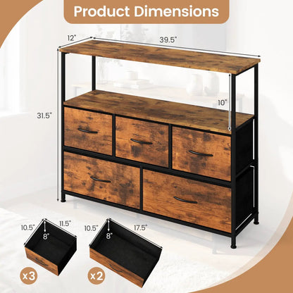 TV Stand Dresser with 5 Drawers for 45 Inch TV