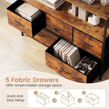 TV Stand Dresser with 5 Drawers for 45 Inch TV