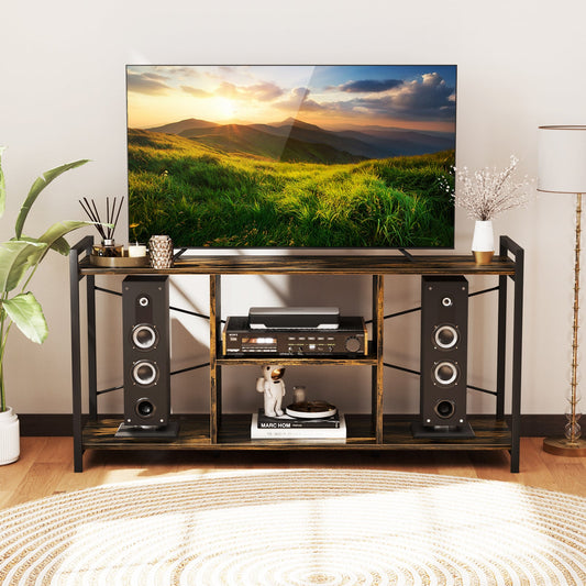 TV Stand for 55 Inch TVs Industrial Entertainment Center-Rustic Brown - Tampa Home & Garden Store