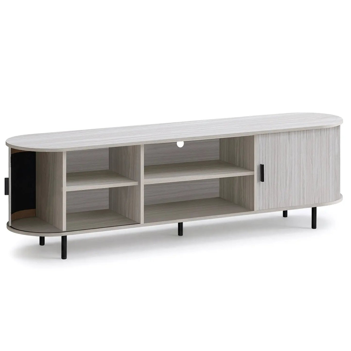 DirectDeals 80 inch TV stand, mid-century modern unit with fluted sliding doors, oak finish on Tampa Home & Garden Store