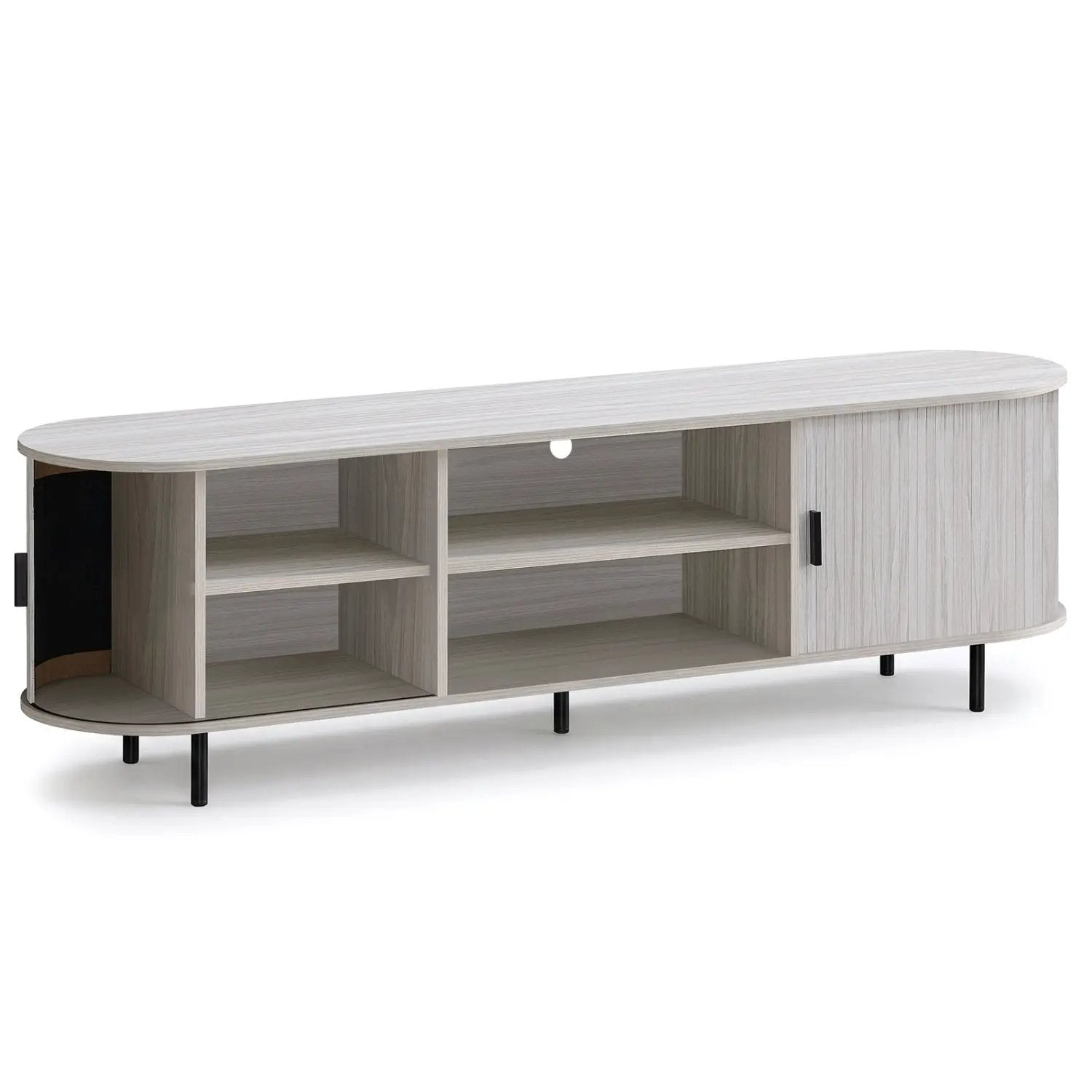 DirectDeals 80 inch TV stand, mid-century modern unit with fluted sliding doors, oak finish on Tampa Home & Garden Store