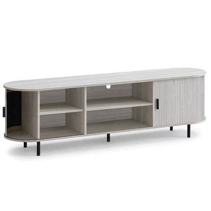 DirectDeals 80 inch TV stand, mid-century modern unit with fluted sliding doors, oak finish on Tampa Home & Garden Store