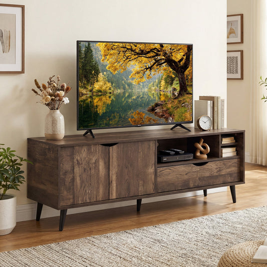 TV Stand for TVs up to 65 Inches Rustic Entertainment Center-Brown - Tampa Home & Garden Store