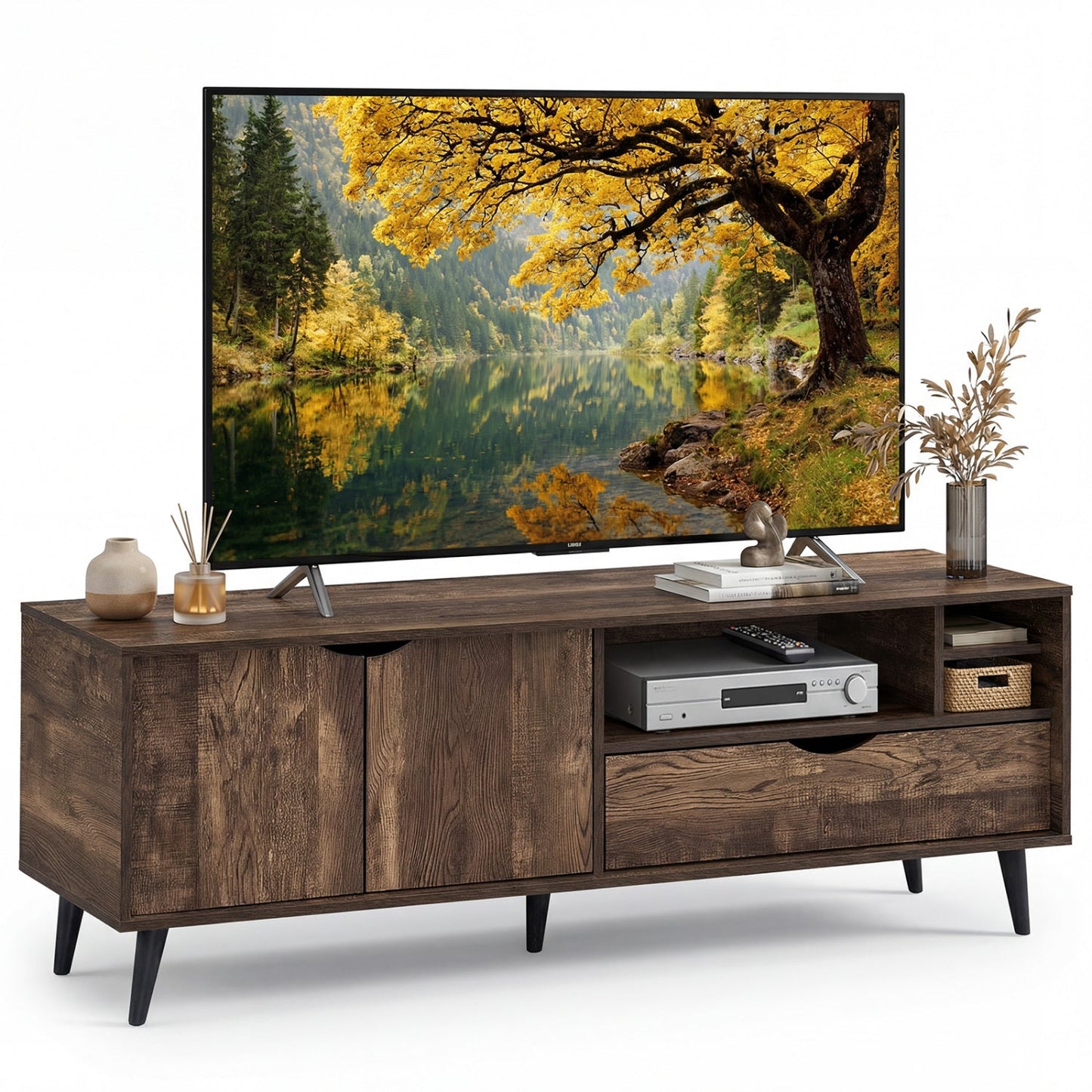 TV Stand for TVs up to 65 Inches Rustic Entertainment Center-Brown