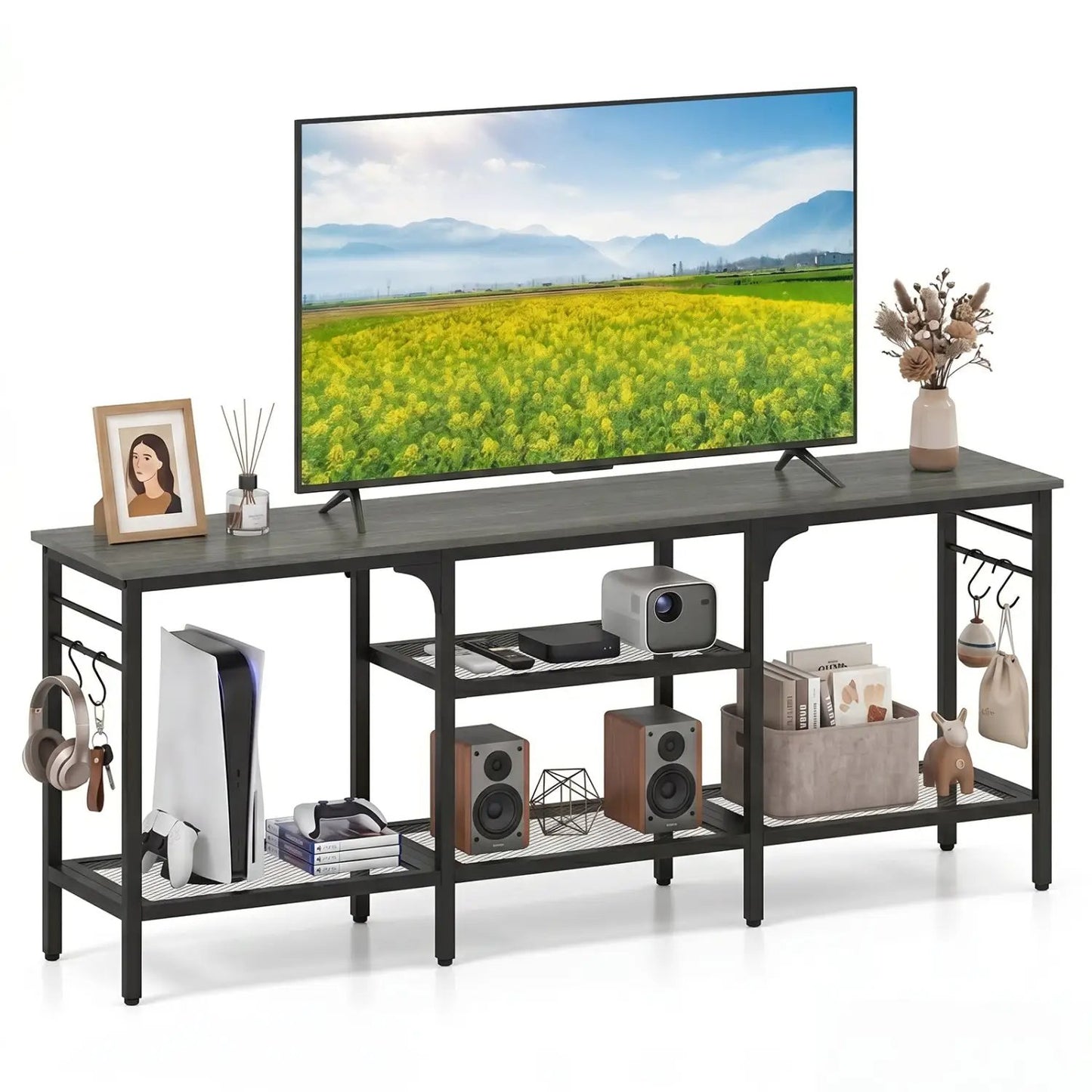 TV Stand for 65-Inch TV With Open 3-Tier Shelves