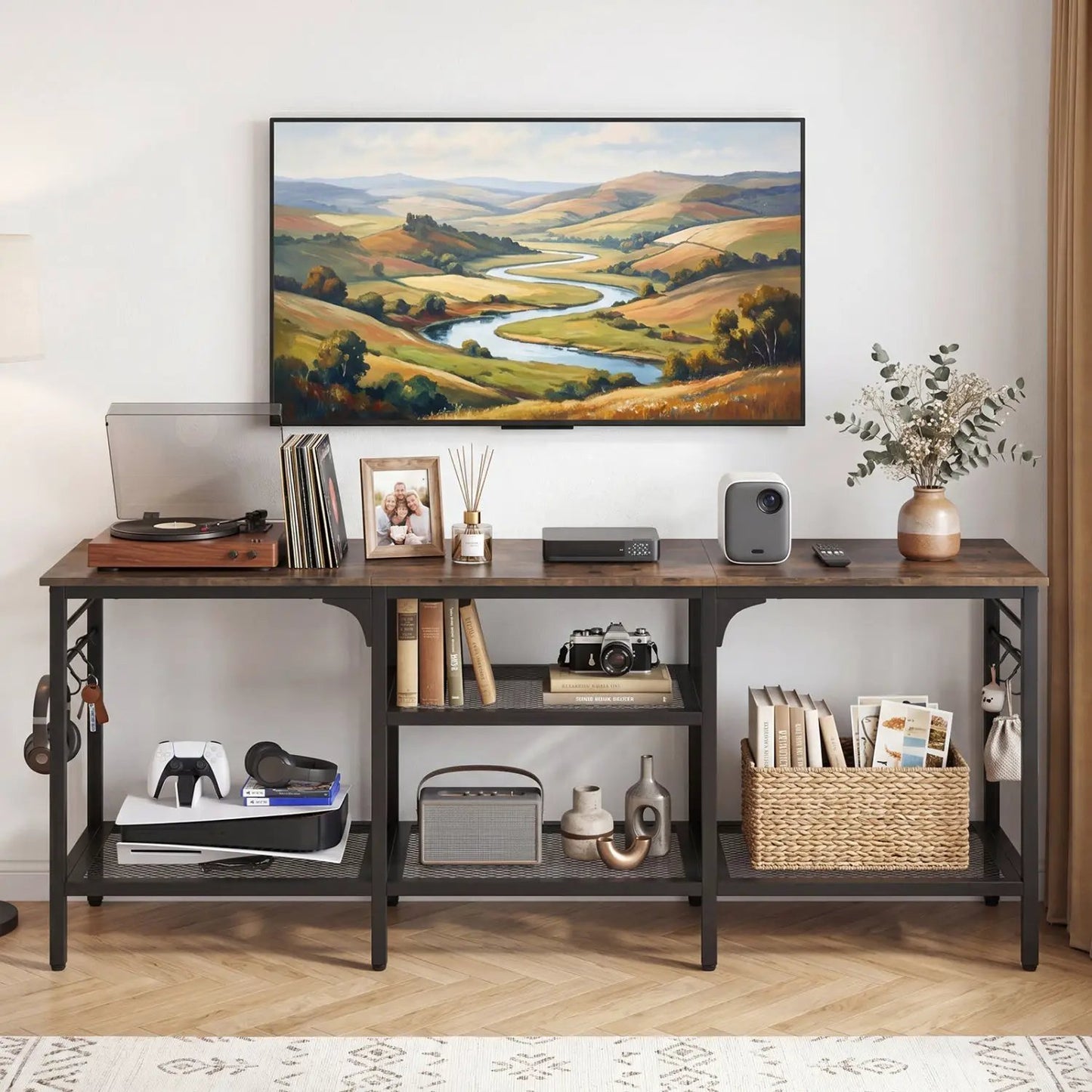 TV Stand for 65-Inch TV With Open 3-Tier Shelves
