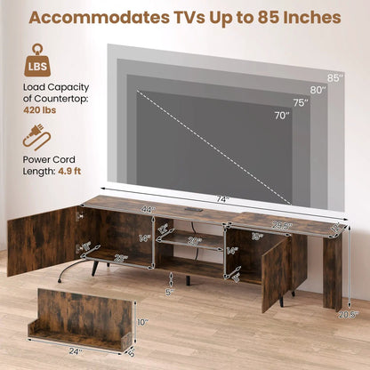 85 Inch TV Stand With Charging Station For TV