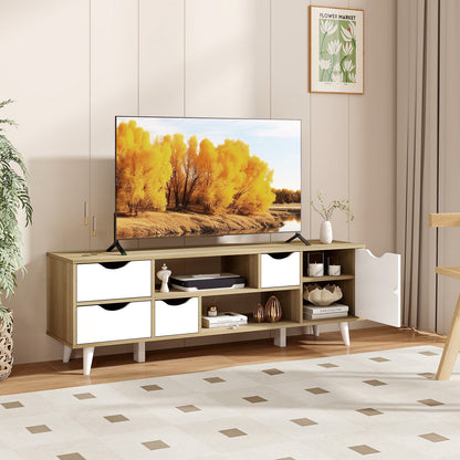 Mueble para TV de hasta 55" con 4 cajones y 2 estantes abiertos - Roble
