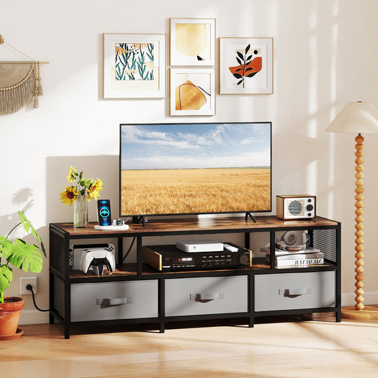 TV Stand for TVs up to 65 Inches with Power Outlets USB Charging-Rustic Brown - Tampa Home & Garden Store