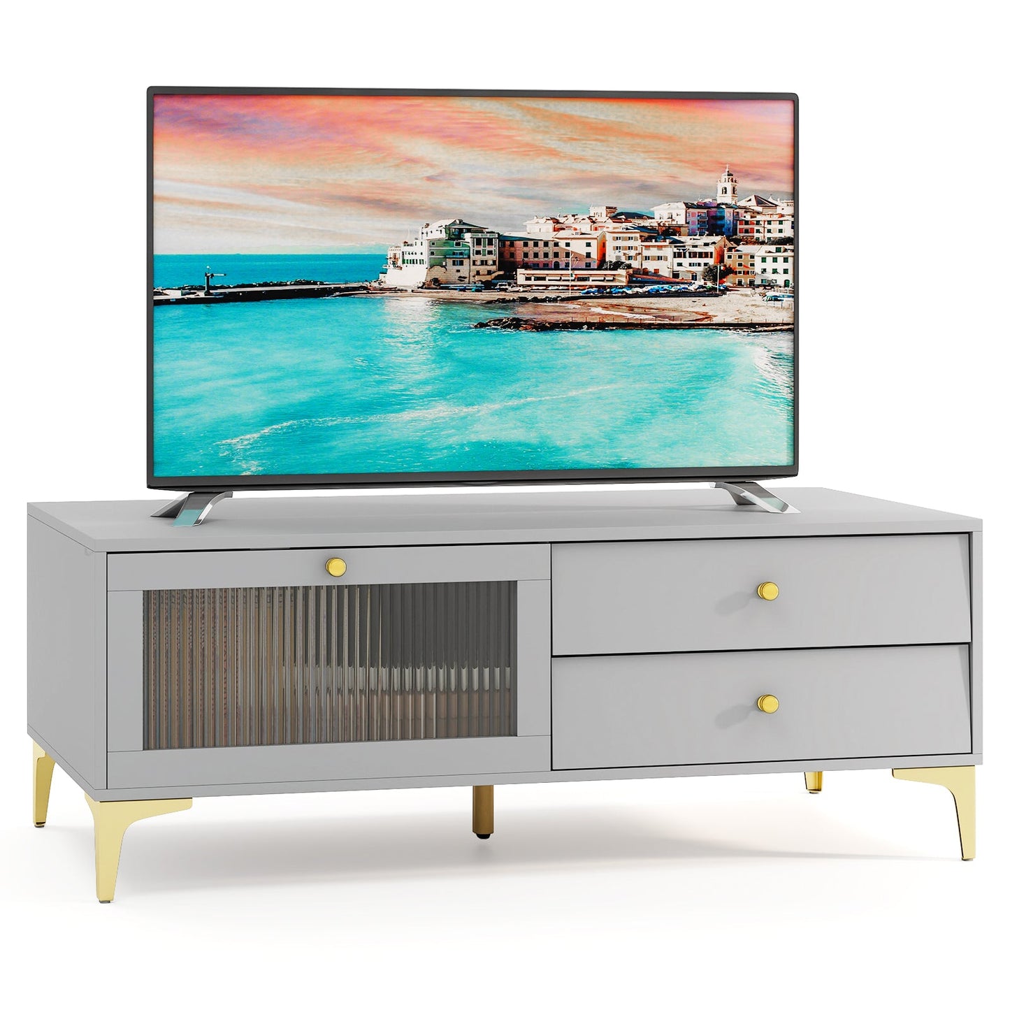 Mueble para TV con compartimento y cajones para TV de 55 pulgadas - Gris