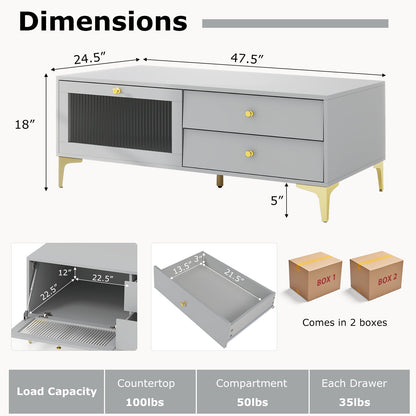 Mueble para TV con compartimento y cajones para TV de 55 pulgadas - Gris