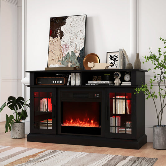 TV Stand with Electric Fireplace LED Lights and Remote Controls for TVs Up to 40 Inch - Tampa Home & Garden Store