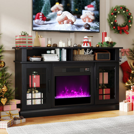 TV Stand with Electric Fireplace LED Lights and Remote Controls for TVs Up to 40 Inch - Tampa Home & Garden Store