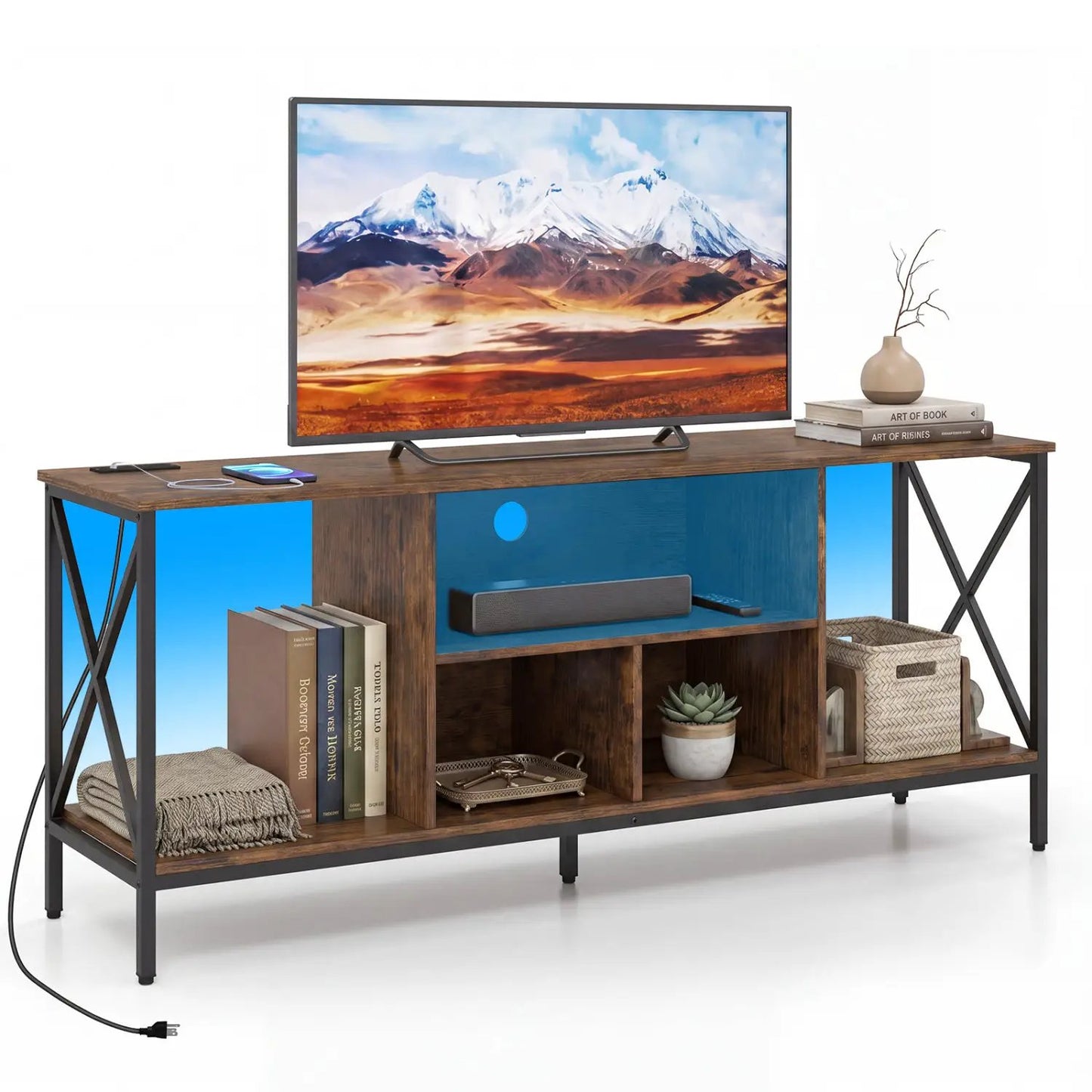 TV Stand with LED Lights for 65 Inch TV and USB
