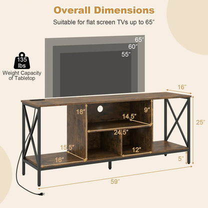 TV Stand with LED Lights for 65 Inch TV and USB