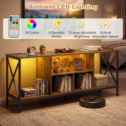 TV Stand with LED Lights for 65 Inch TV and USB