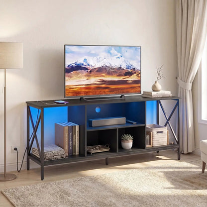 TV Stand with LED Lights for 65 Inch TV and USB