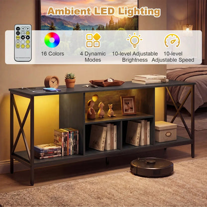 TV Stand with LED Lights for 65 Inch TV and USB