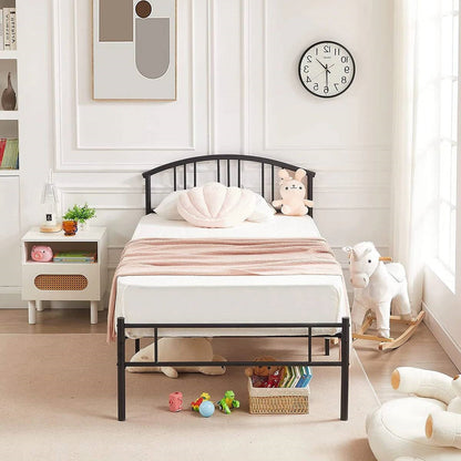 Twin size black metal platform bed frame with arched headboard by HomePacific on Tampa Home & Garden Store