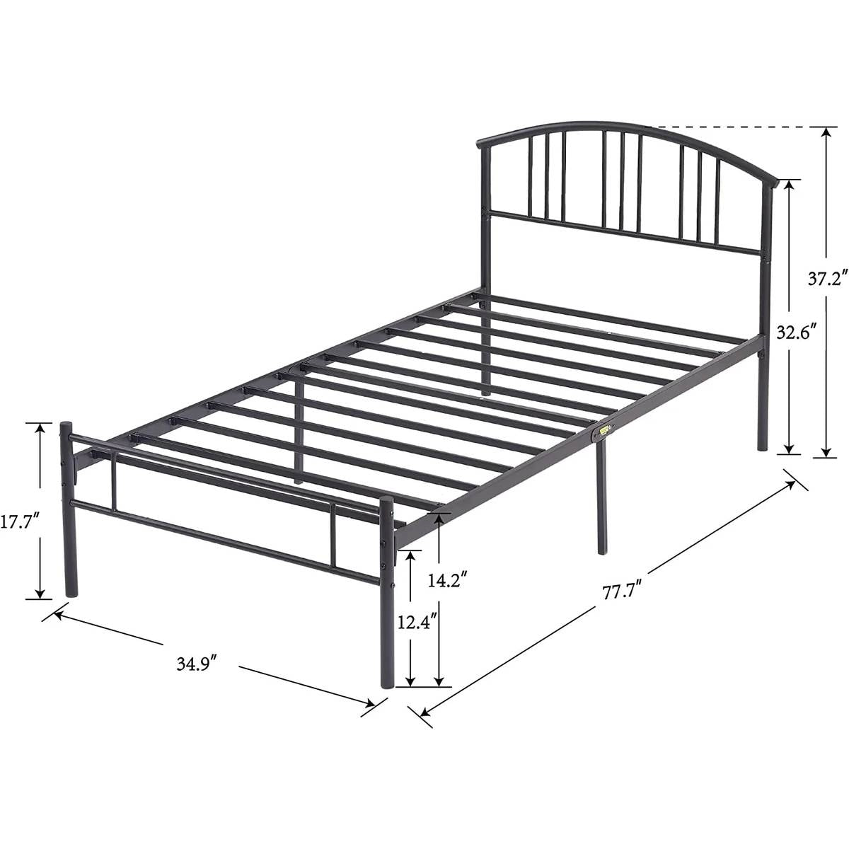 Twin size black metal platform bed frame with arched headboard by HomePacific on Tampa Home & Garden Store