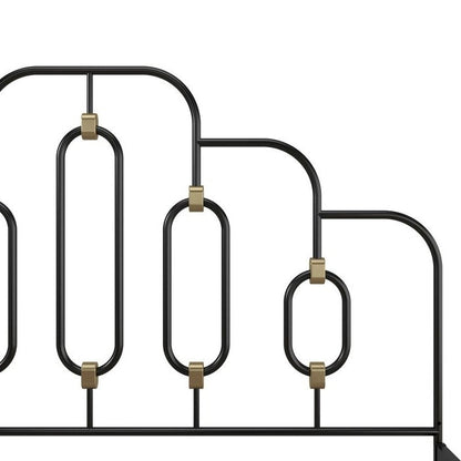 Cama de plataforma tamaño Twin de altura ajustable estilo granja con acabado de metal negro dorado