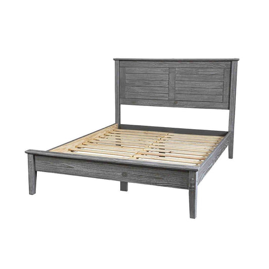 Twin Size Coastal Dorm Farmhouse Solid Pine Wood Platform Bed in Rustic Grey - Tampa Home & Garden Store