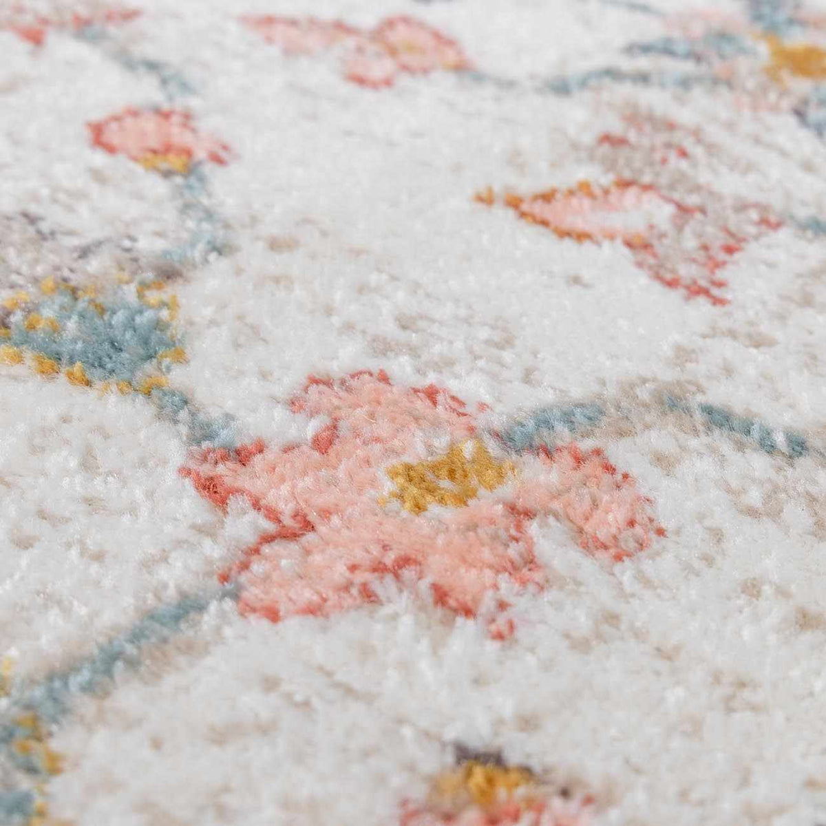 Twilight Floral Area Rug cream field with pastel pink, blue, yellow florals Boutique Rugs on Tampa Home & Garden Store