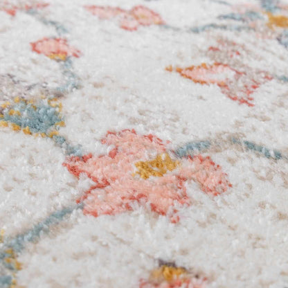 Twilight Floral Area Rug cream field with pastel pink, blue, yellow florals Boutique Rugs on Tampa Home & Garden Store