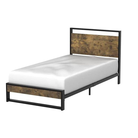 Twin Modern Farmhouse Platform Bed Frame with Wood Panel Headboard Footboard - Tampa Home & Garden Store